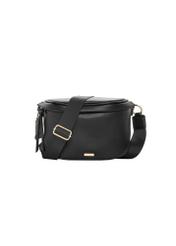 Large women's black waist bag TOREC-1266-99(Z26). Front view on a white background.