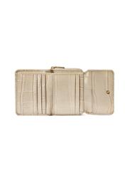 Small leather cream women's croco wallet PORES-0957-12(W25) inside view on white background.