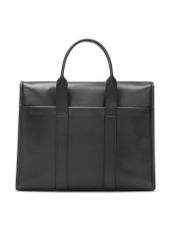 Black leather men's briefcase TORMS-0508-99(W26), product view from the back on a white background.