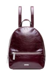 Burgundy leather women's backpack TORES-1173-49(Z25), front product view on white background.
