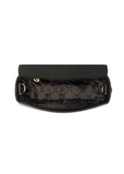 Women's black leather messenger bag TORES-1283-9I(W26) - product view from above, on a white background.