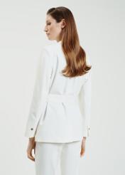 Women's cream blazer with belt ZAKDT-0030-12(W24)-02