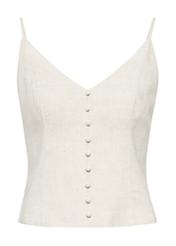 Beige linen blouse with straps BLUDT-0191-81(W25)-05