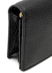 Black leather women's wallet PORES-0944G-99(Z25), close-up of the product detail, view on a light background.