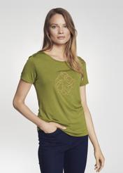 Women's khaki t-shirt with oriole TSHDT-0078-55(Z21)-01