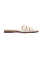 Women's cream leather flip-flops BUTYD-1224-0B(W26)