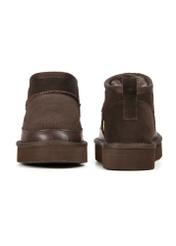 Brown women's snow boots BUTYD-1220-1I(Z26), front and back product view on a white background.