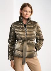 Women's quilted jacket with belt KURDT-0309-28(Z22)-01