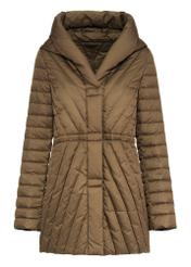 Brown women's quilted jacket KURDT-0524-89(Z25), front product view on white background.