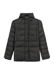 Black men's winter jacket KURMT-0379-99(Z25), product view from the front on a white background.