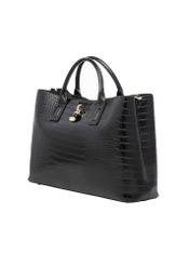 Black large croco bag TOREC-1332-9G(Z26) - diagonal product view, on a white background.