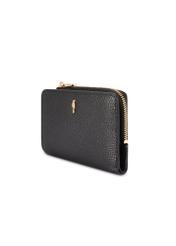 Women's leather wallet in black color PORES-0977R-9I(W26), diagonal product view on a white background.