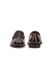 Men's brown leather moccasins BUTYM-0482-1I(W26), front and back product view on white background.