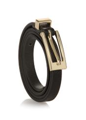 Thin black leather women's belt PASDS-0269A-99(W24)-02