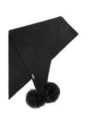 Black women's scarf with pompoms SZADT-0180-99(Z24)-02