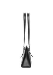 Black leather women's shoulder bag TORES-1429-99(Z26). Side view on a white background.