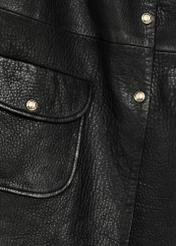 Black women's leather jacket KURDS-0583-99(W26), close-up of product detail on white background.