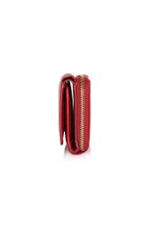 Large red leather women's wallet PORES-0801R-42(Z25), product view from the side on a white background.