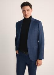 Men's navy blue jacket MARMT-0020-69(Z25), front view of the product on the model. Half of the silhouette visible.