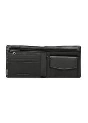 Black leather men's wallet with logo PORMS-0665-99(Z25)