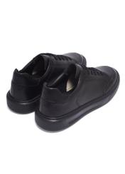 Black leather men's sports shoes BUTYM-0574-99(Z26), product view from the back on a white background.