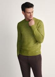 Lime men's sweater SWEMT-0170-84(Z25), front product view on the model. Half of the silhouette visible.