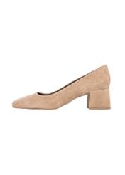 Women's suede pumps in cool beige color BUTYD-1306-1K(Z26), side view of the product on a white background.