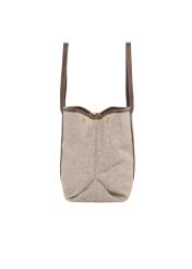 Beige herringbone shopper bag TOREC-1330-1P(Z26) - side product view, on white background.