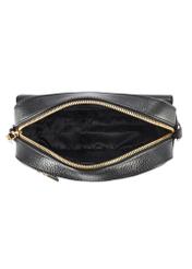 Women's leather black messenger bag TORES-1155-99(Z25) - product view from above on white background.