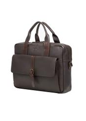 Brown leather men's laptop bag TORMS-0522-1H(Z26), diagonal product view on white background.