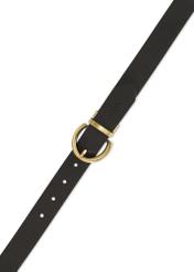 Reversible black and brown women's belt PASDS-0175B-89(Z25), view of the product buckle on a white background.