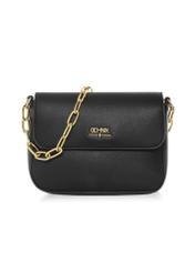 Black women's messenger bag with chain TOREC-0767C-99(Z25) - front view of the product on a white background.