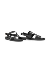 Women's leather sandals in black BUTYD-1152-99(W26), diagonal product view on a white background.