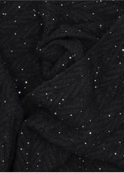 Black women's scarf with sequins SZADT-0220-99(Z26), close-up of the product material on a white background.
