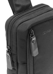 Black small men's bag TORMN-0390-99(W26), close-up of the product detail on a white background.