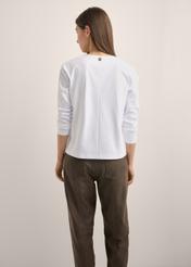 Women's white cotton blouse LSLDT-0060-0A(Z26)