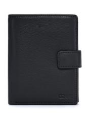 Men's leather wallet in black color PORMS-0630A-99(Z25), front product view on white background.