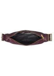 Burgundy semi-circular women's handbag TORES-1350-4D(Z26). Top view on a white background.
