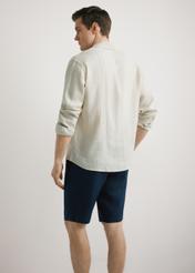 Beige linen men's shirt KOSMT-0321A-1A(W26)