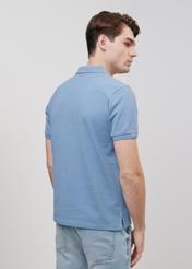 Blue men's polo shirt POLMT-0070-61(W24)-02