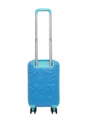 Small blue suitcase on wheels WALAB-0087-7B-18(W26), product view from the back on a white background.