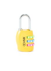 Yellow combination padlock AW-015-0001-21(W25), product front view without packaging on white background.