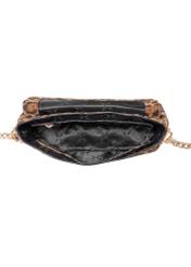 Women's leather handbag with leopard print TORES-1170-86(Z25), view of the inside of the product on a white background.