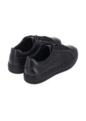 Black leather men's sports shoes BUTYM-0571-99(Z26), product view from the back on a light background.