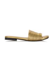 Women's gold leather flip-flops BUTYD-1048-28(W24)-01