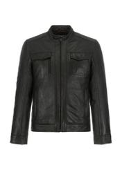 Men's leather jacket with stand-up collar KURMS-0306-1283(W23)-05