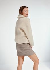 Beige short women's fur coat FUTDP-0048-81(Z24)-03