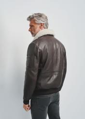 Brown men's leather jacket aviator KURMS-0350-4158(Z24)-04