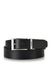 Double-sided black leather men's belt PASMS-0167B-97(W24)-01