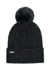 Black women's cap with pompom CZADT-0175-99(Z23)-02